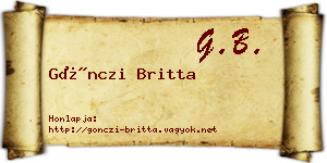 Gönczi Britta névjegykártya